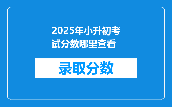 2025年小升初考试分数哪里查看