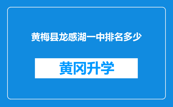 黄梅县龙感湖一中排名多少