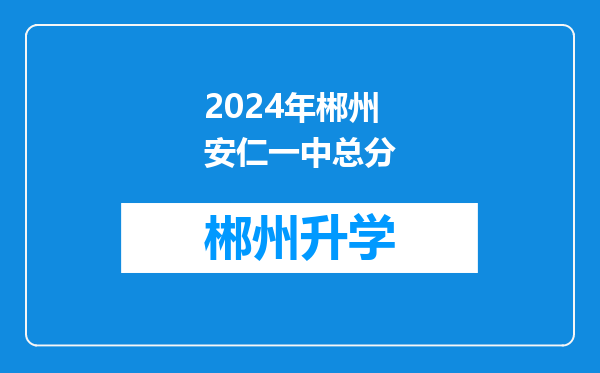 2024年郴州安仁一中总分