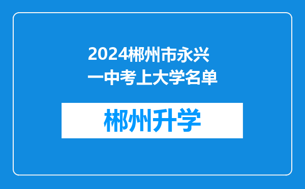 2024郴州市永兴一中考上大学名单