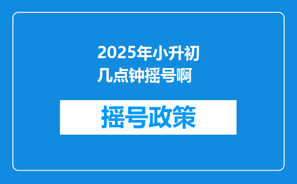 2025年小升初几点钟摇号啊