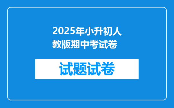 2025年小升初人教版期中考试卷