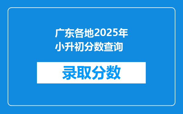 广东各地2025年小升初分数查询