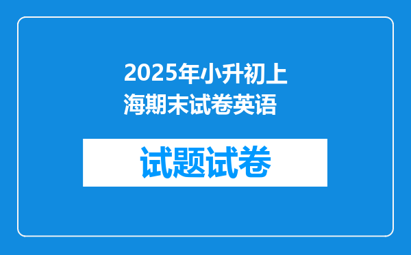 2025年小升初上海期末试卷英语