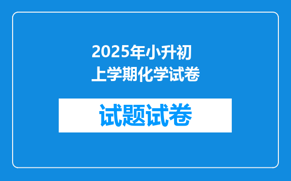 2025年小升初上学期化学试卷