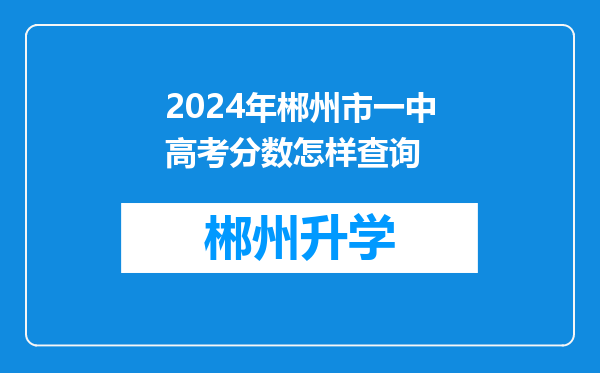 2024年郴州市一中高考分数怎样查询