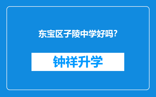 东宝区子陵中学好吗？