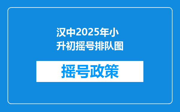 汉中2025年小升初摇号排队图