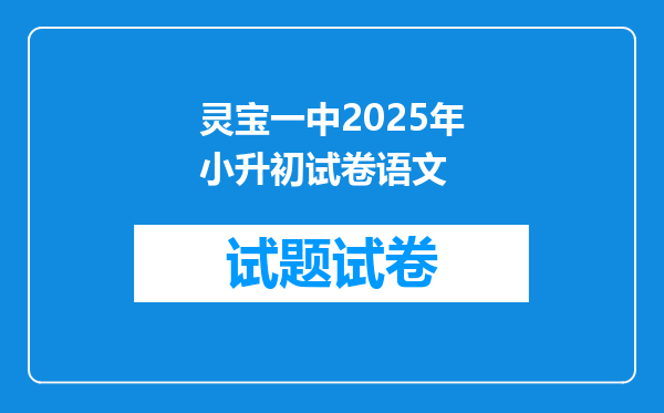 灵宝一中2025年小升初试卷语文