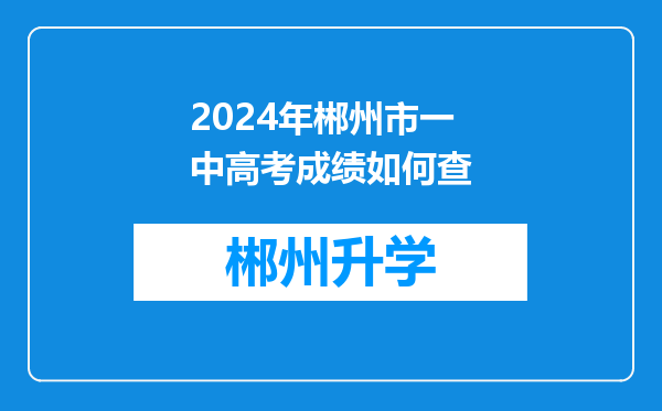 2024年郴州市一中高考成绩如何查