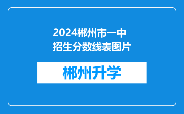 2024郴州市一中招生分数线表图片