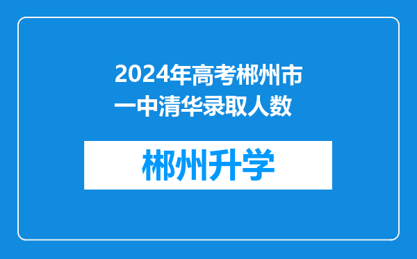 2024年高考郴州市一中清华录取人数