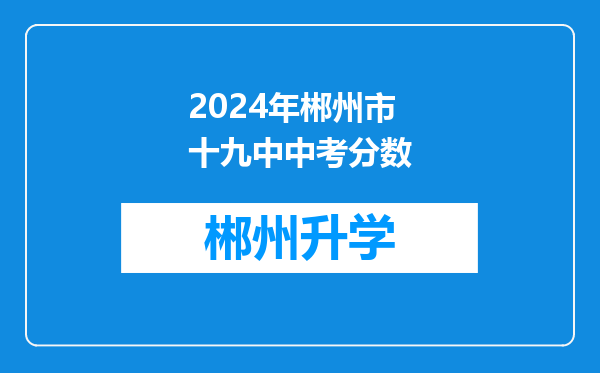 2024年郴州市十九中中考分数