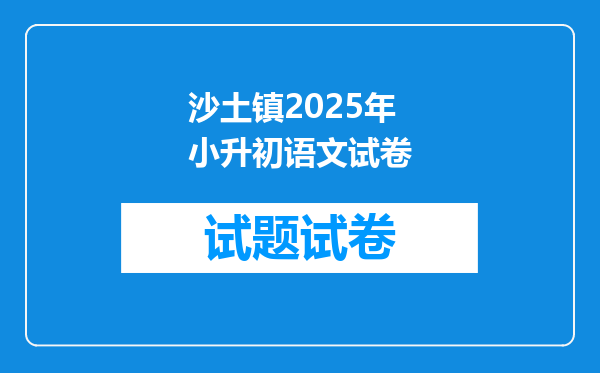 沙土镇2025年小升初语文试卷