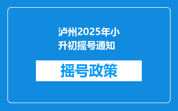 泸州2025年小升初摇号通知