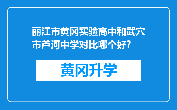 丽江市黄冈实验高中和武穴市芦河中学对比哪个好？