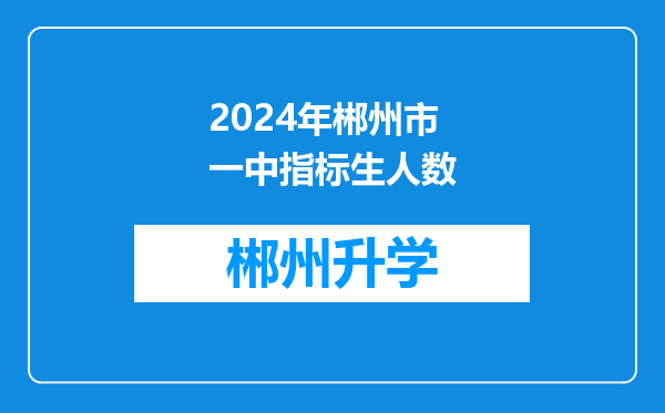 2024年郴州市一中指标生人数