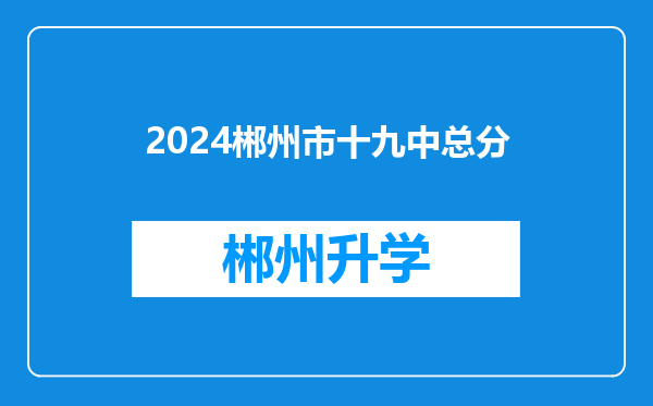 2024郴州市十九中总分