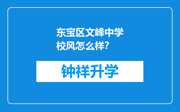 东宝区文峰中学校风怎么样？