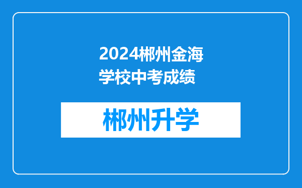 2024郴州金海学校中考成绩