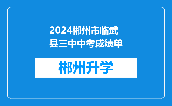 2024郴州市临武县三中中考成绩单