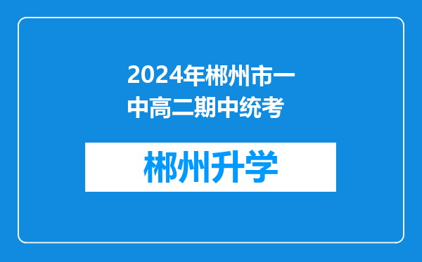 2024年郴州市一中高二期中统考