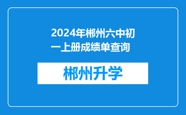 2024年郴州六中初一上册成绩单查询