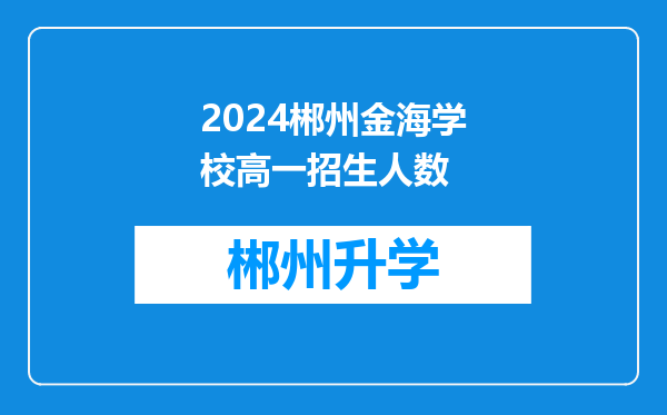 2024郴州金海学校高一招生人数