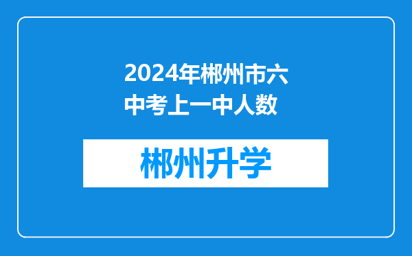 2024年郴州市六中考上一中人数