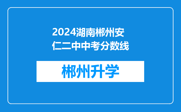 2024湖南郴州安仁二中中考分数线