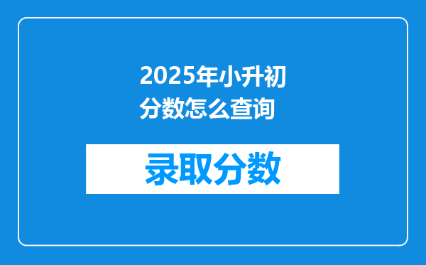 2025年小升初分数怎么查询