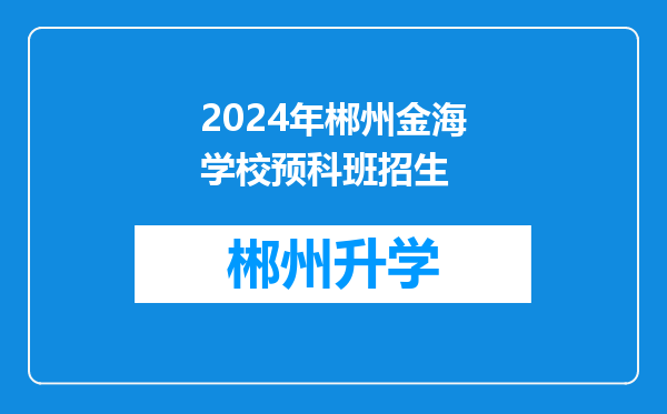 2024年郴州金海学校预科班招生