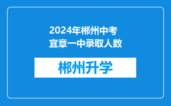 2024年郴州中考宜章一中录取人数