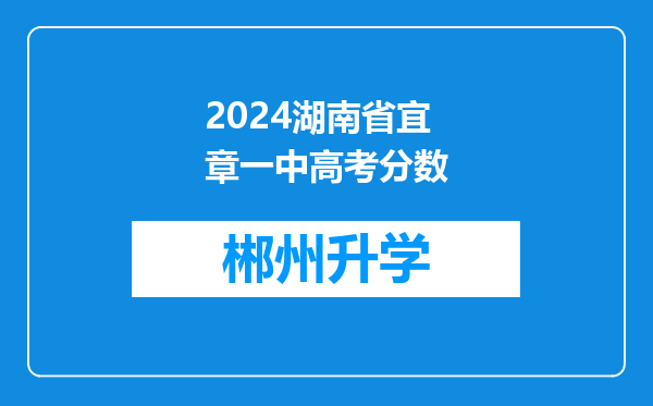 2024湖南省宜章一中高考分数