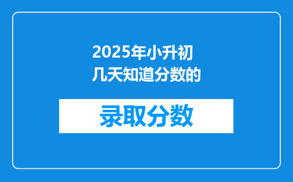 2025年小升初几天知道分数的