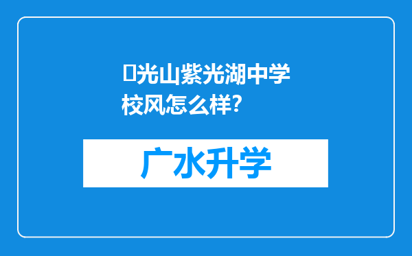 ‌光山紫光湖中学校风怎么样？