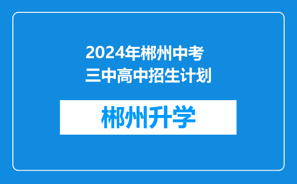 2024年郴州中考三中高中招生计划