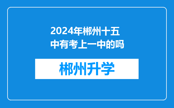 2024年郴州十五中有考上一中的吗