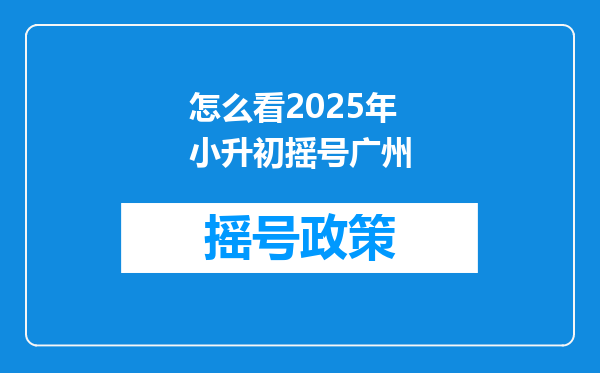 怎么看2025年小升初摇号广州