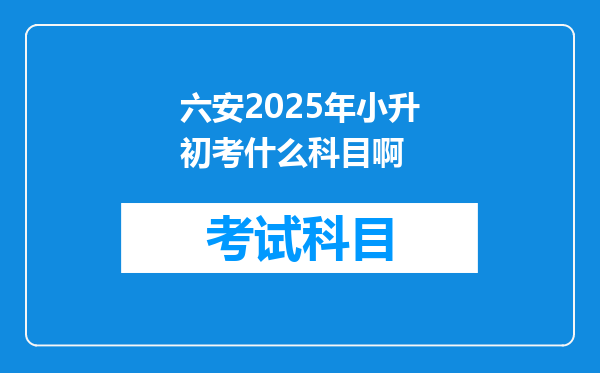 六安2025年小升初考什么科目啊