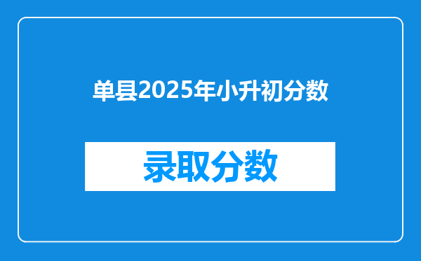 单县2025年小升初分数