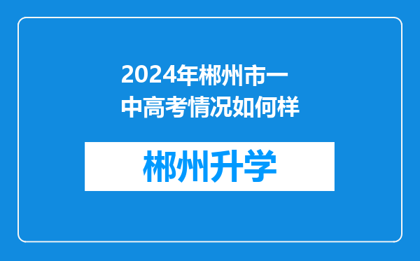 2024年郴州市一中高考情况如何样