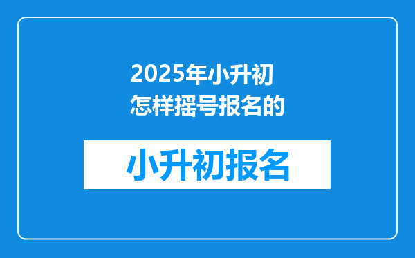 2025年小升初怎样摇号报名的