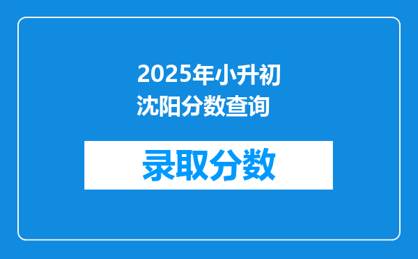 2025年小升初沈阳分数查询