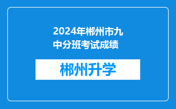 2024年郴州市九中分班考试成绩