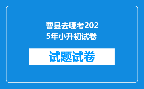 曹县去哪考2025年小升初试卷