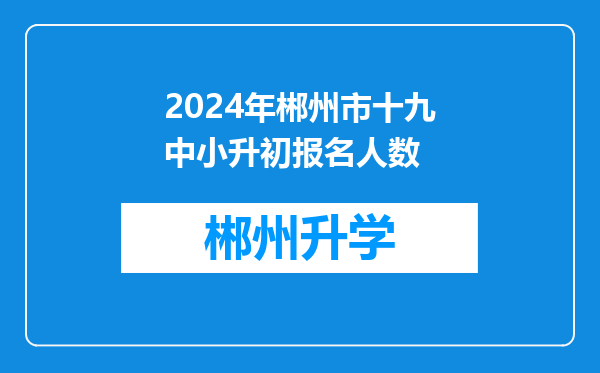 2024年郴州市十九中小升初报名人数