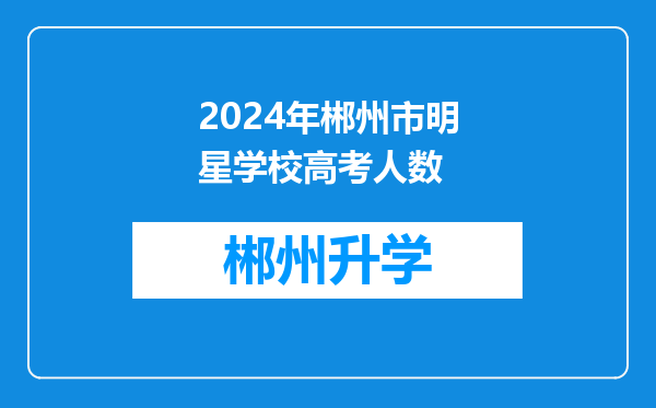 2024年郴州市明星学校高考人数