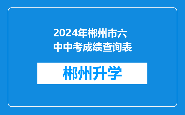 2024年郴州市六中中考成绩查询表