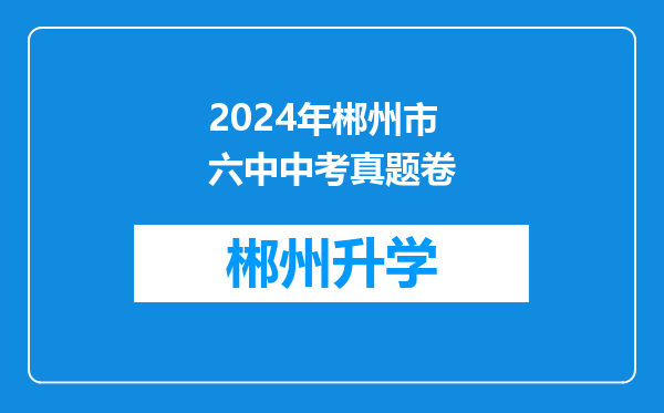 2024年郴州市六中中考真题卷